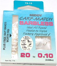 Middy Carp Match Barbless - Hooks to Nylon